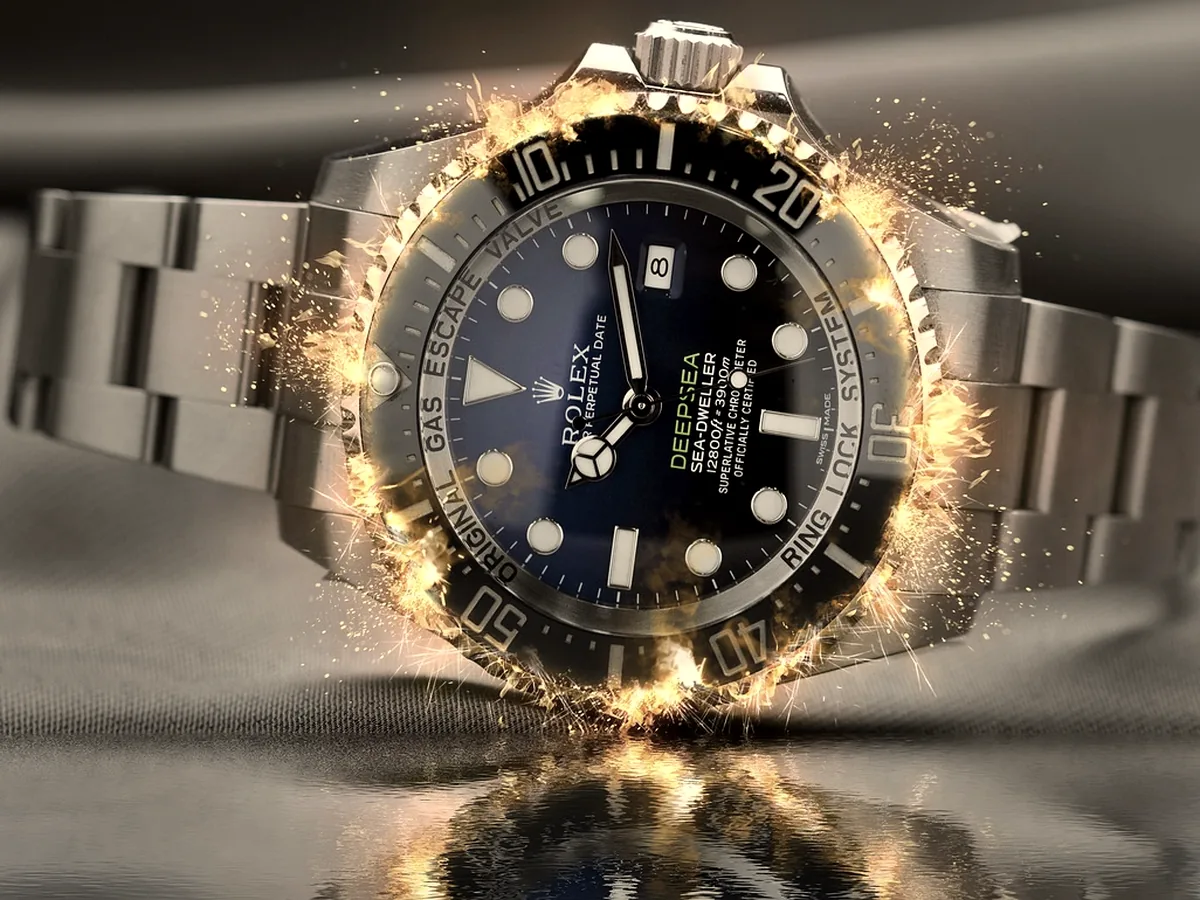 Artistic close up of a luxury watch dial
